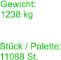 Stck / Palette: 11088 St. Gewicht: 1238 kg